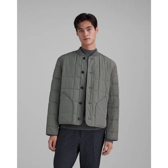 CLUB MONACO Green Quilted Polyester Lightweight Boxy Bomber Jacket, Size XS - Picture 1 of 14